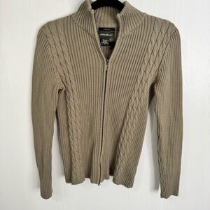 Eddie Bauer Men's Zip-Up Sweater in Taupe